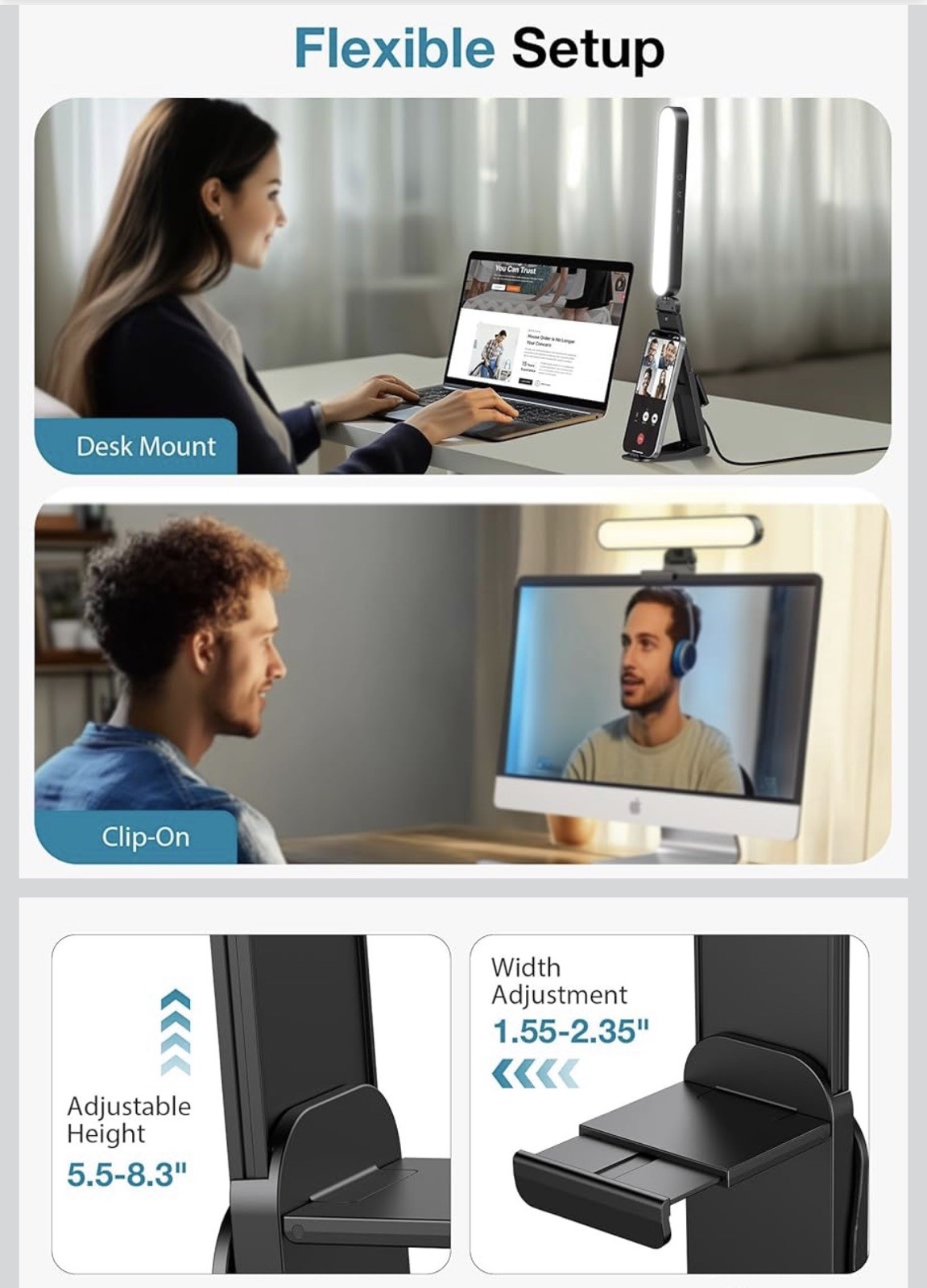 Video Conference Light, On-Camera Video Lights for Monitor Desk LED Streaming...