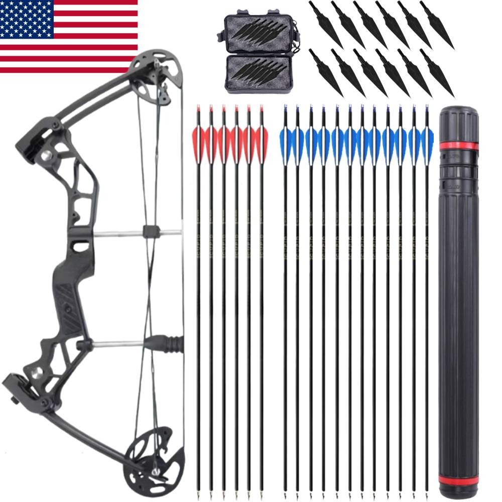 35-60lb Mini Compound Bow Arrow Set Archery Hunting Shooting Right Hunting