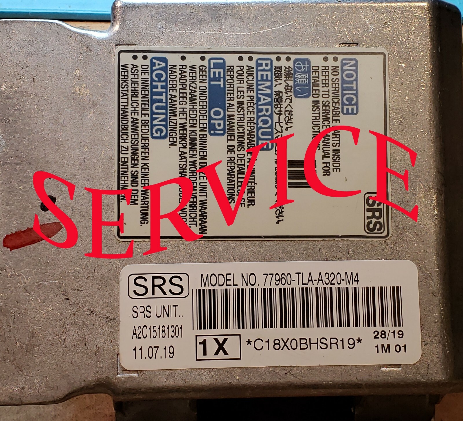 2017-19 HONDA CRV Aribag SRS Module SERVICE, Reset, Repair 77960-TLA-A320-M4