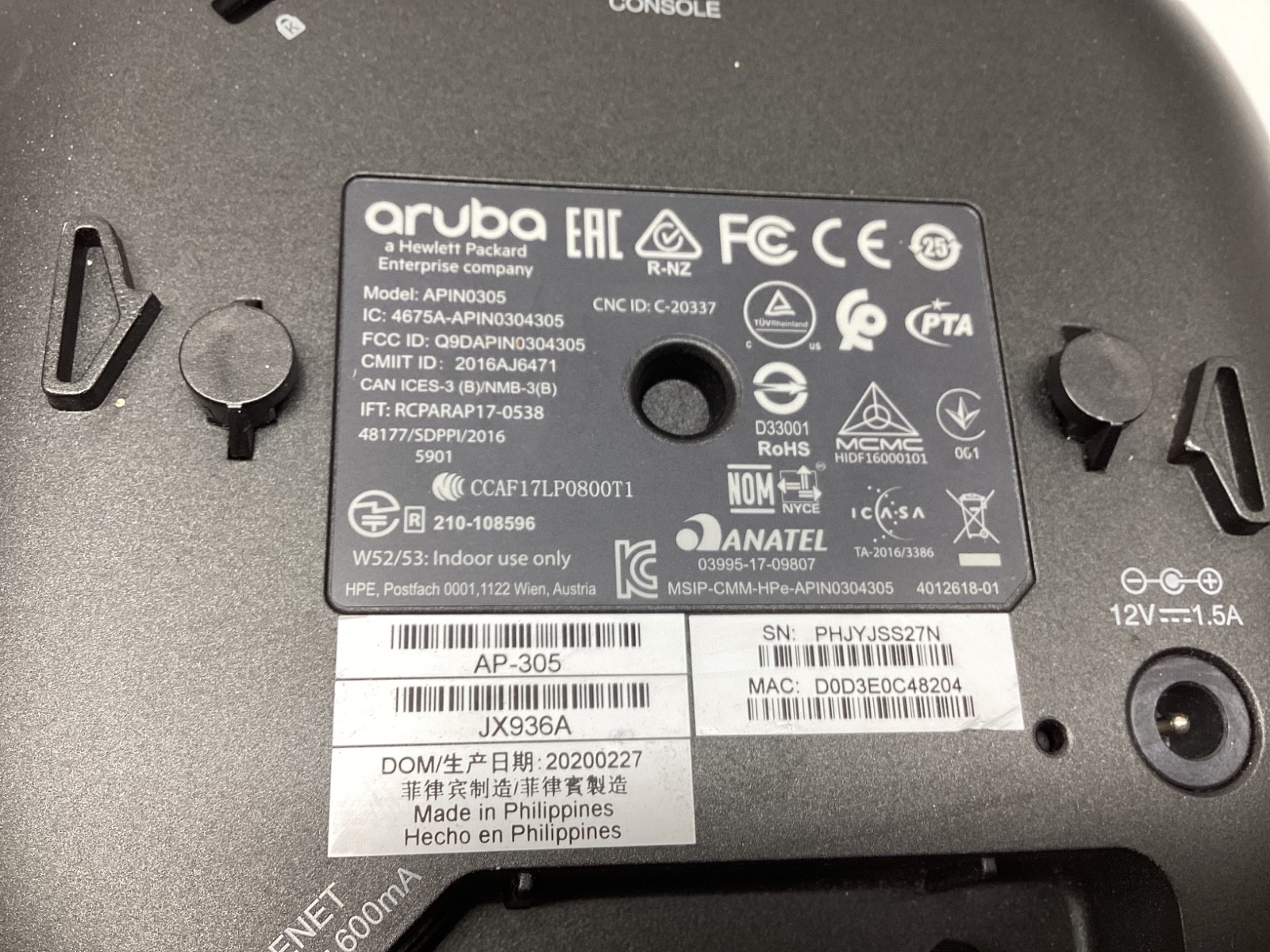 2-Aruba AP-305 APIN0305 JX936A Wireless Access Points