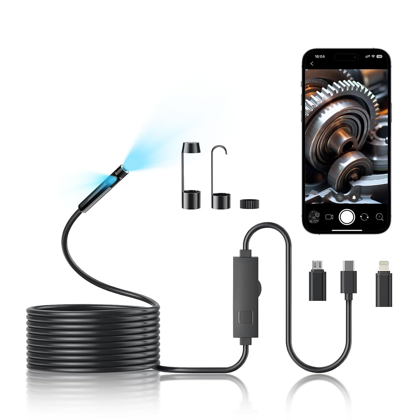 1920P HD Dual Lens Endoscope Camera - Waterproof Borescope for Home & Auto, 16.5