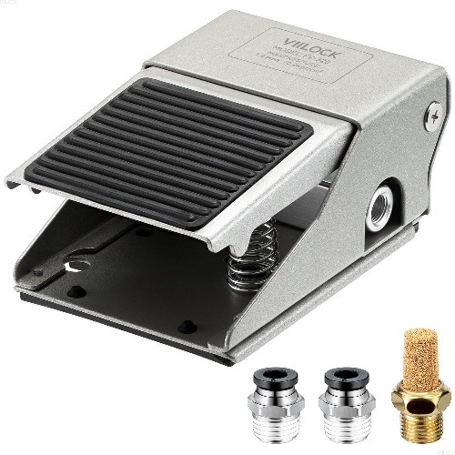 Pneumatic Foot Pedal Valve Kit 1/4 NPT 3 Way 2 Position Momentary Nonslip Foot