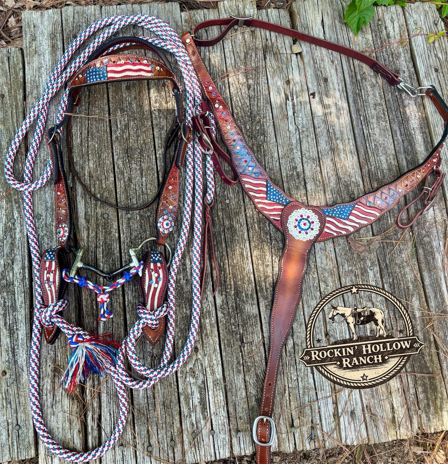 Patriotic Tack Set (Full Buckaroo Style Star Spangled Complete Set)