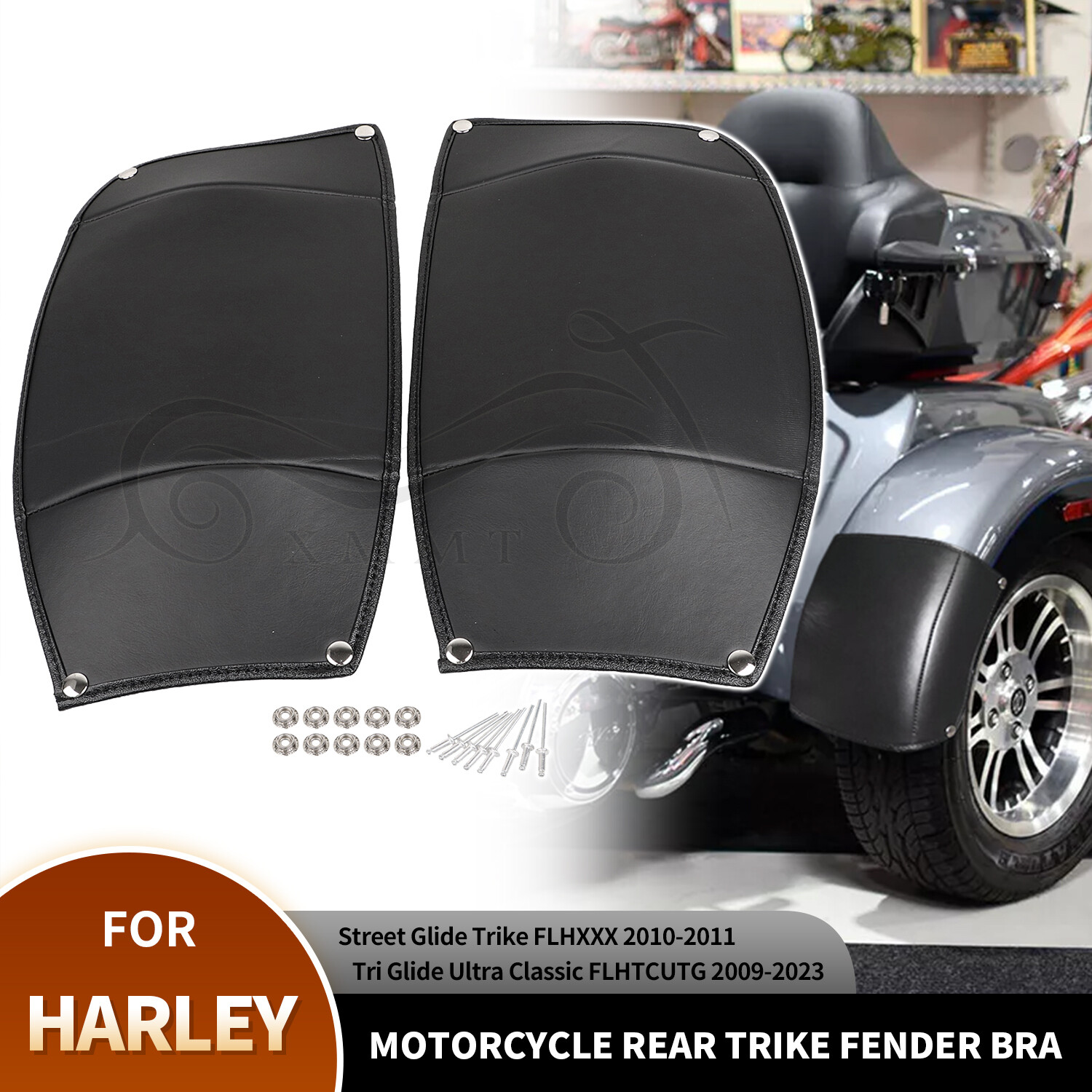 Black Vinyl Rear Fender Bra For Harley Street Tri Glide Ultra Classic FLHTCUTG