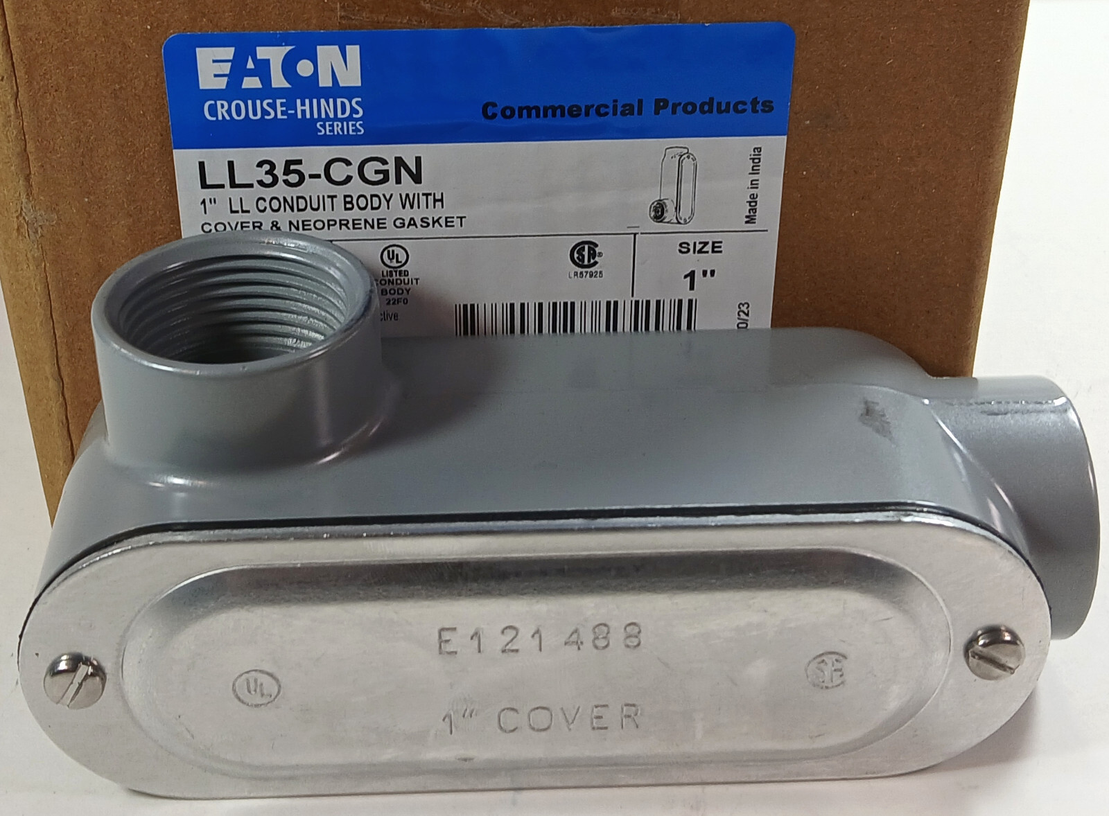 1 NEW EATON LL35-CGN 1” LL CONDUIT BODY W/COVER & GASKET NNB ***MAKE OFFER***