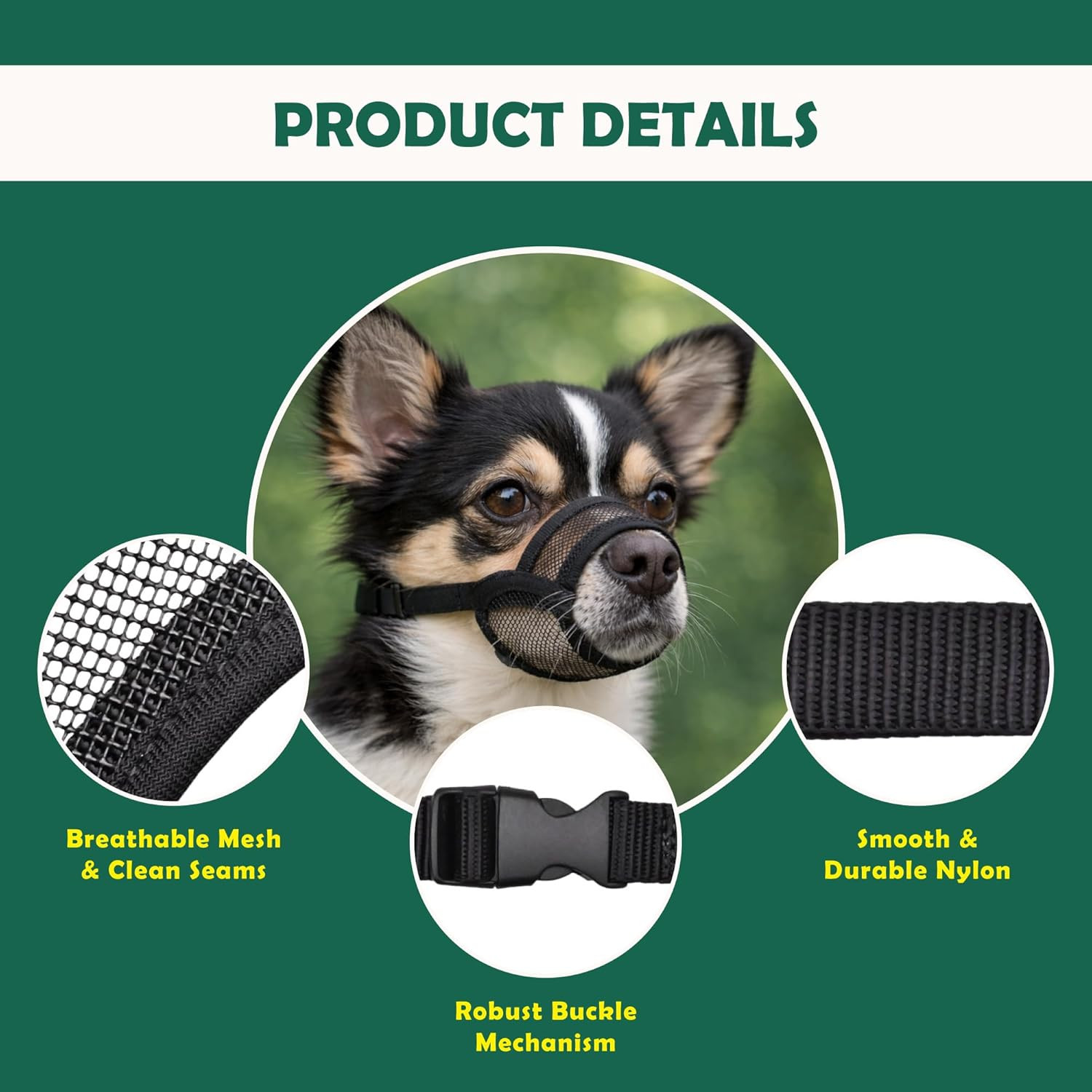 Dog Muzzle for Small Dogs - Soft Air Mesh Small Dog Muzzle | Perfect for Barking