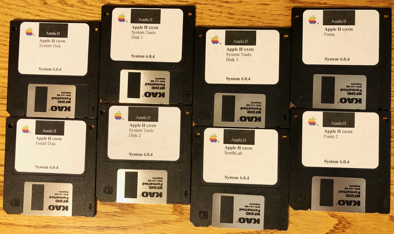 Apple IIgs/os System 6.0.4 8 Disk Set / Apple II, IIe, IIc, & IIgs Computers
