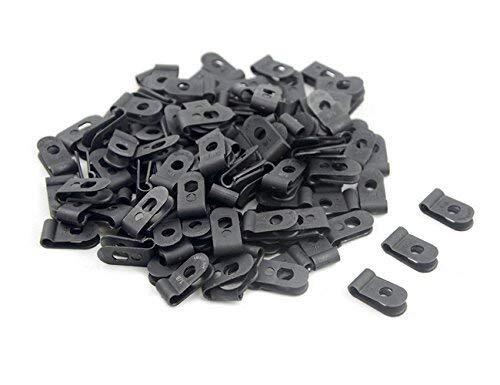 200 Pcs 1/8" Nylon Cable Clips Assortment Rtype Cable Clip Kit Black Plastic Wir