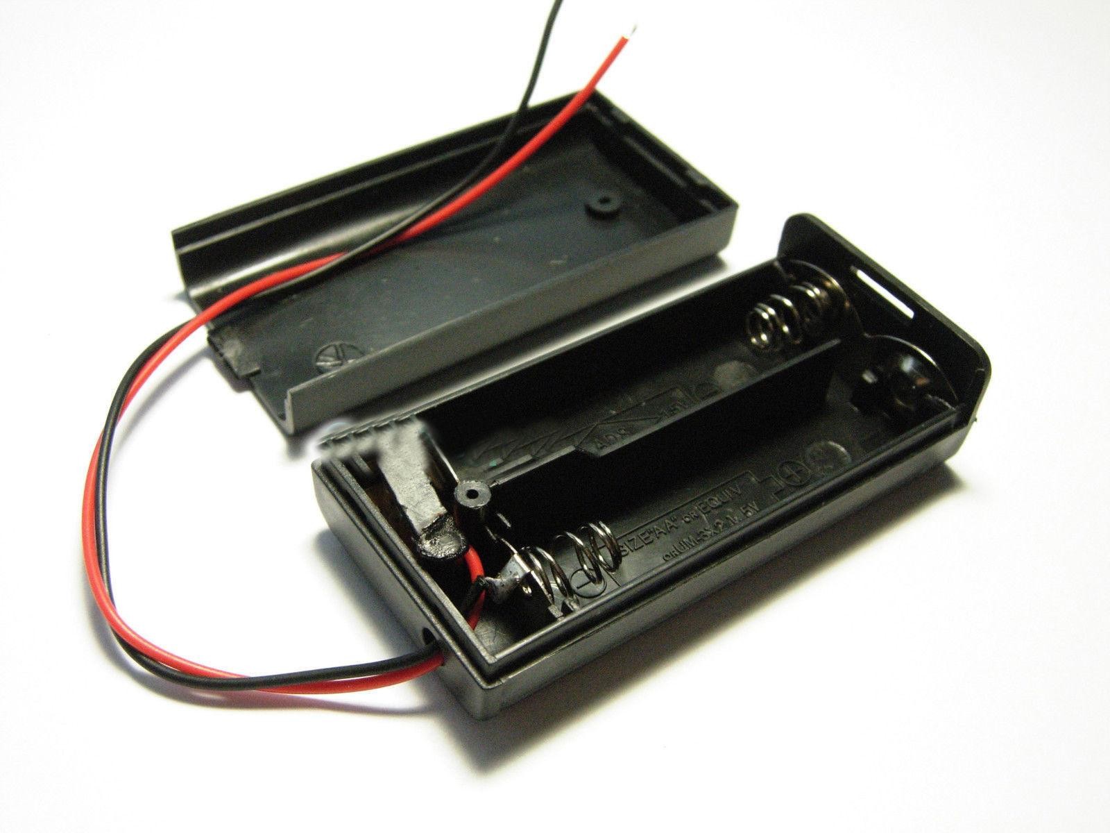 10Pcs 2.4V 3V 2 X AAA Battery Holder Box Case w/Wire Switch ON/OFF