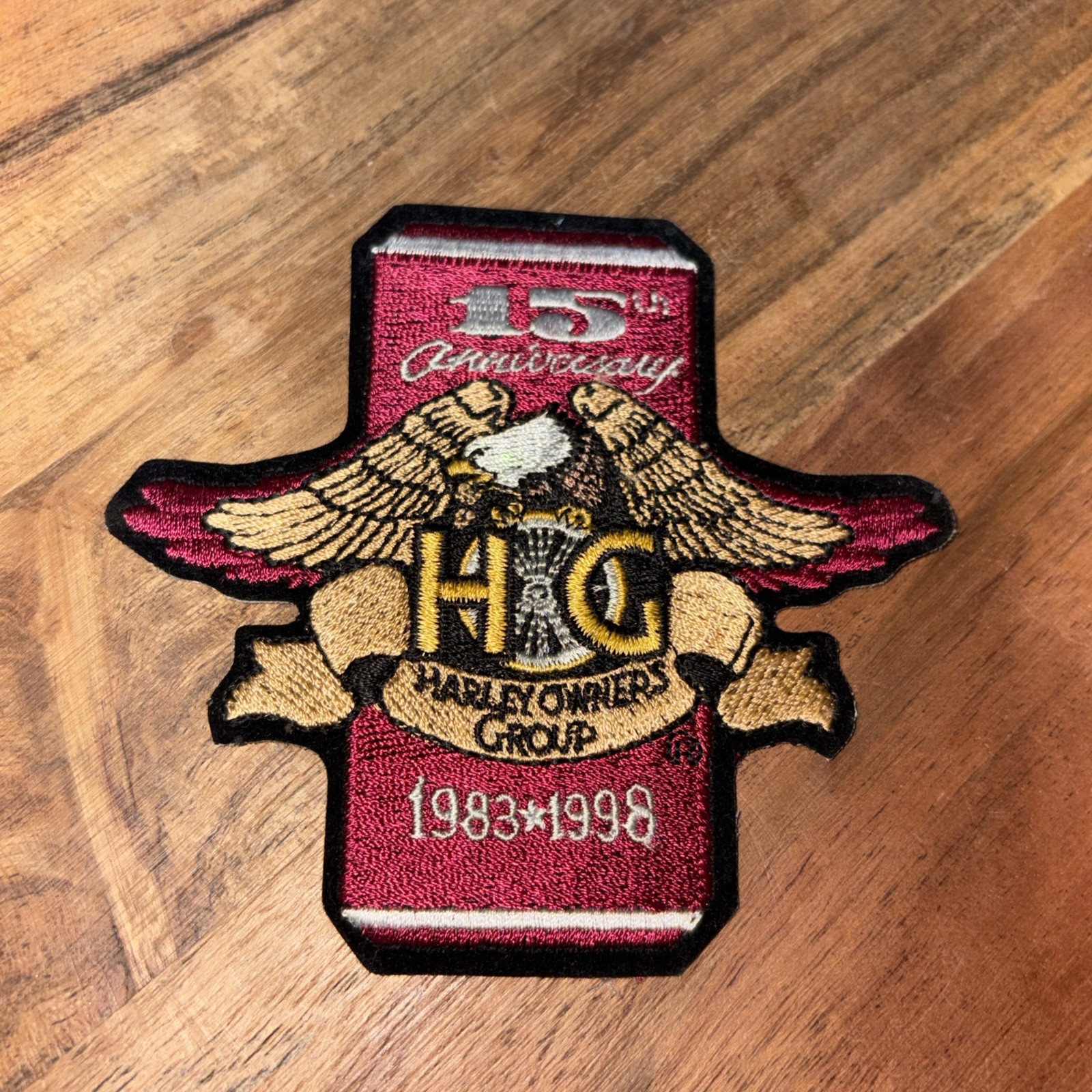 ⭐1983-1998 HARLEY DAVIDSON OWNERS GROUP HOG 15th ANNIVERSARY VEST JACKET PATCH