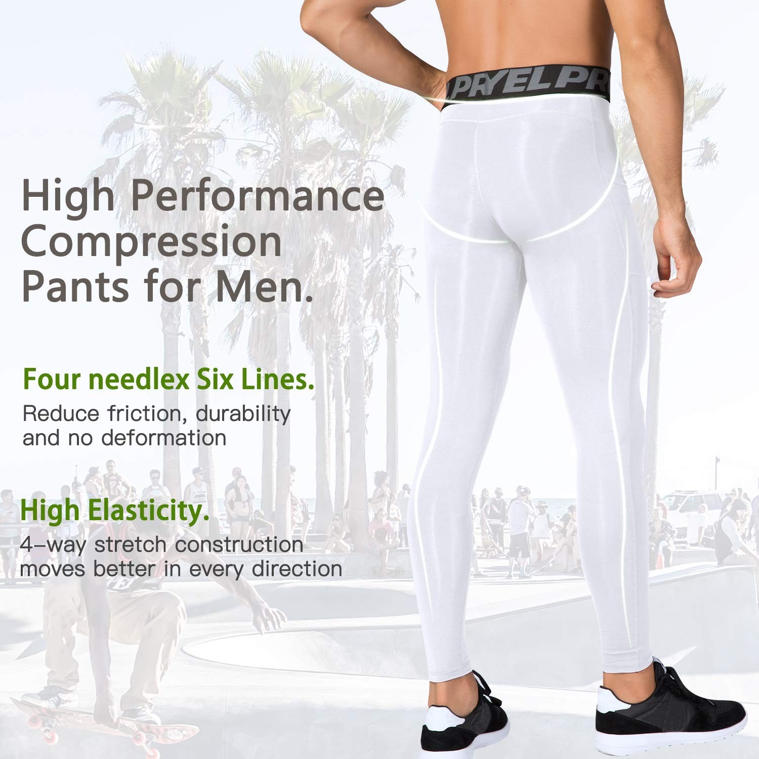 SPVISE 2 or 3 Pack Compression Pants Men Running Leggings Workout Base Layer ...