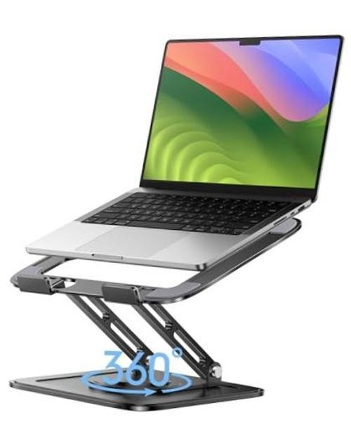 Adjustable Laptop Stand, Computer Stand with 360 Rotating Base, Classic Black