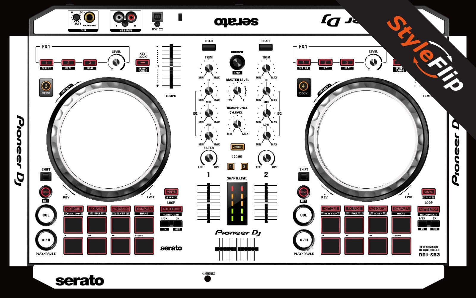Pioneer DDJ-SB3 Skin | Color White | Protective Decal | StyleFlip Skins