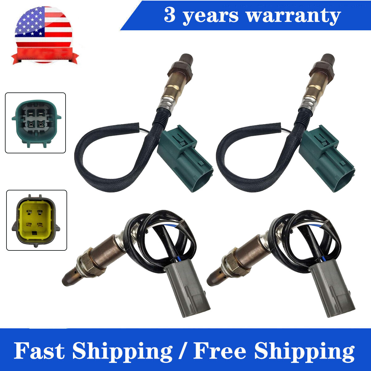 Set Of 4 Oxygen O2 Sensors Up+Down For 2008-2012 Nissan Pathfinder Titan 5.6L V8