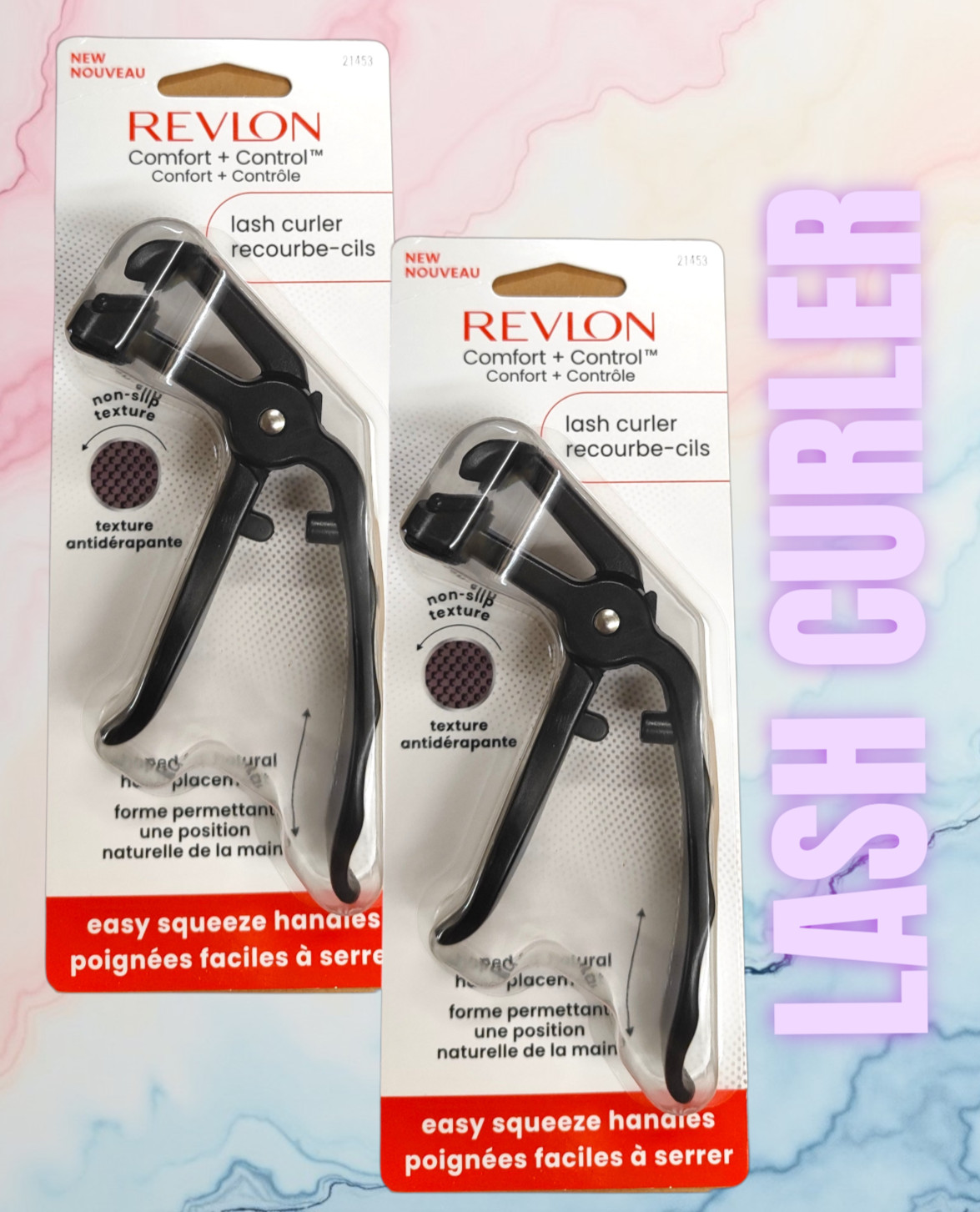 Revlon Eyelash Lash Curler Tool Non-Slip Texture Easy Squeeze 21453 LOT OF 2
