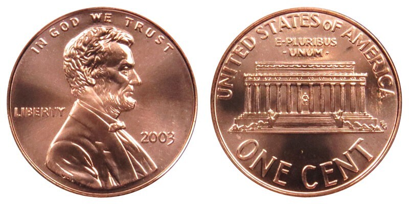 2003 P Lincoln Memorial Cent Copper Plated Zinc Penny ** ON HAND **
