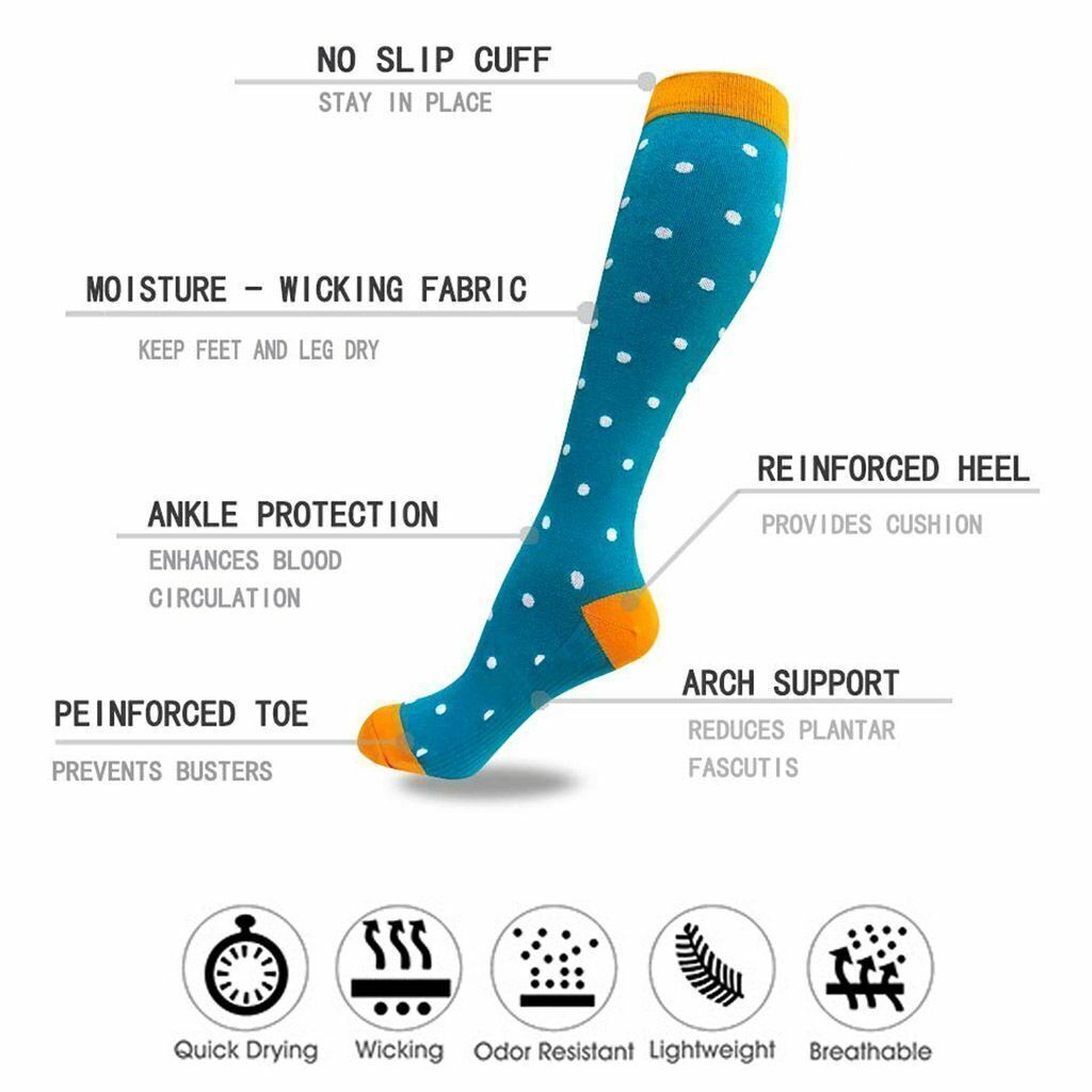 Compression Socks Stockings Womens Mens Knee Long Medical 20-30 Size S/M-L/XL US