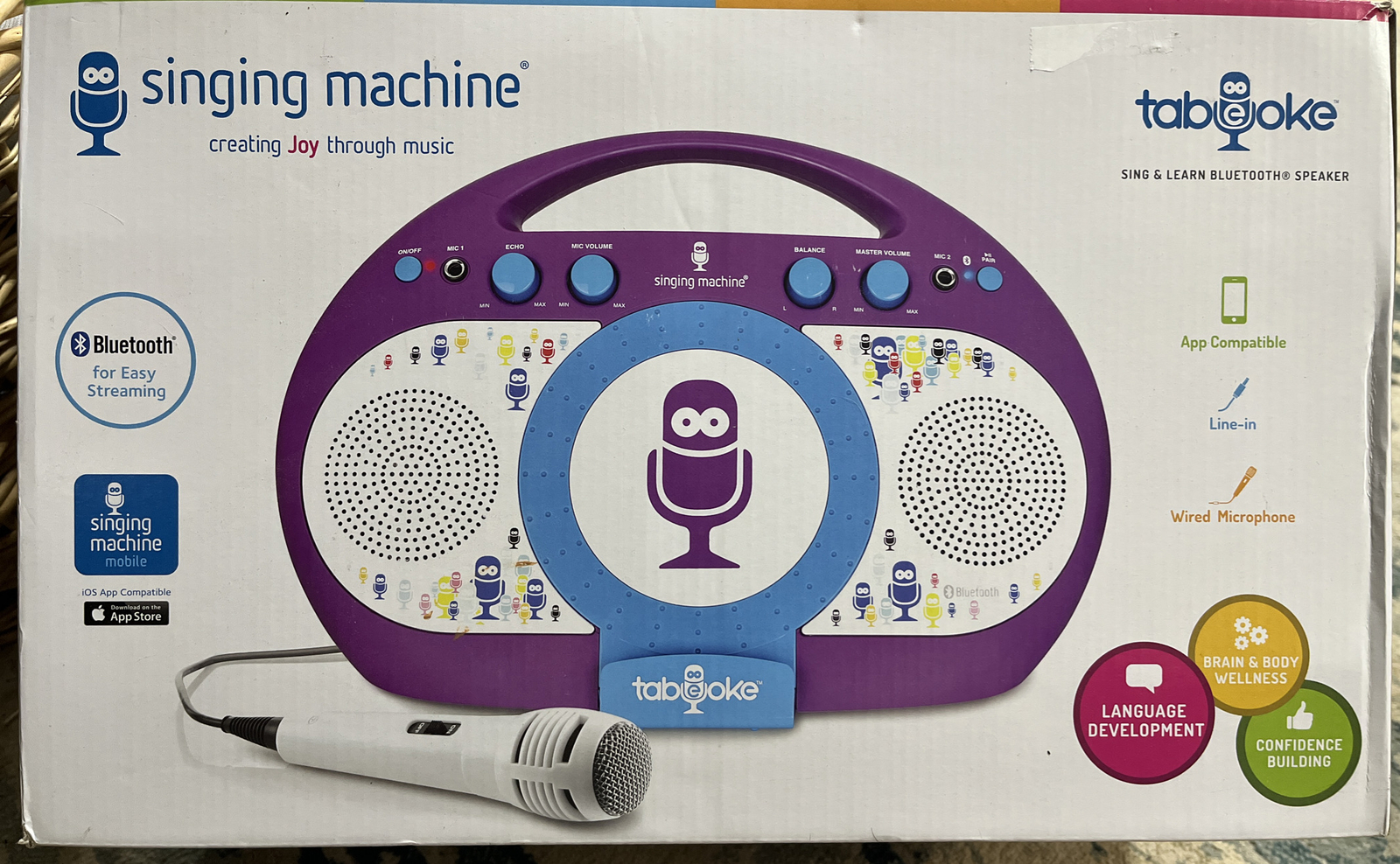 The Singing Machine Tabeoke Portable Bluetooth Karoake, Wired Microphone PURPLE
