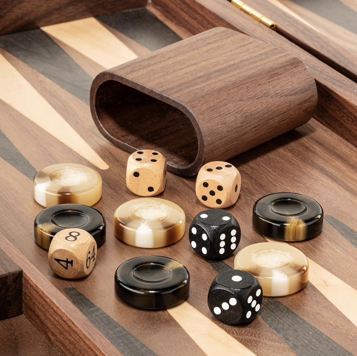 5” Premium Natural Walnut Folding Backgammon Sets for Adults and Kids
