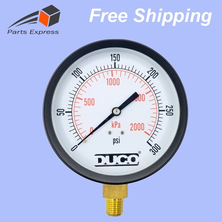 3" STEAM PRESSURE GAUGE, STEEL CASE, GLASS WINDOW, 1/4" NPT (0-300 psi )