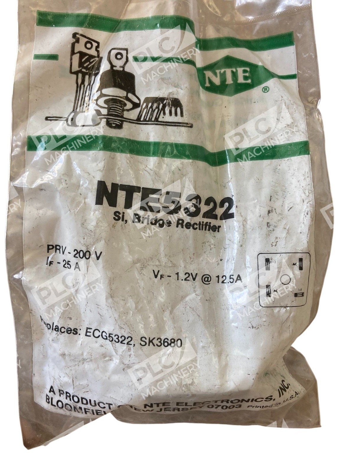 NTE NTE5322 Single-Phase Full-Wave Silicon Bridge Rectifier 200V 25A 954A