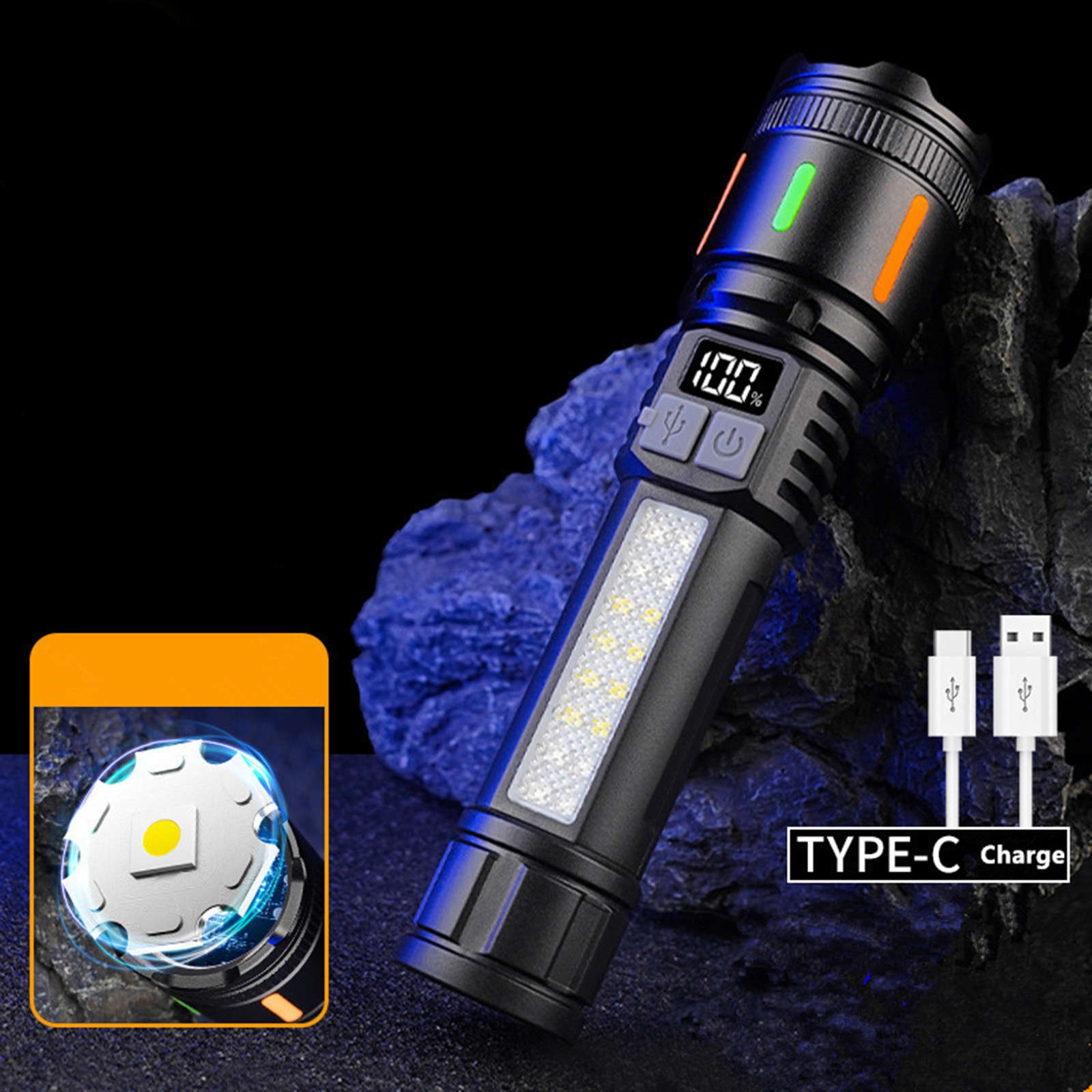 3000 Lumens Super Bright Tactical Flashlight Rechargeable 5 Modes Compact Design