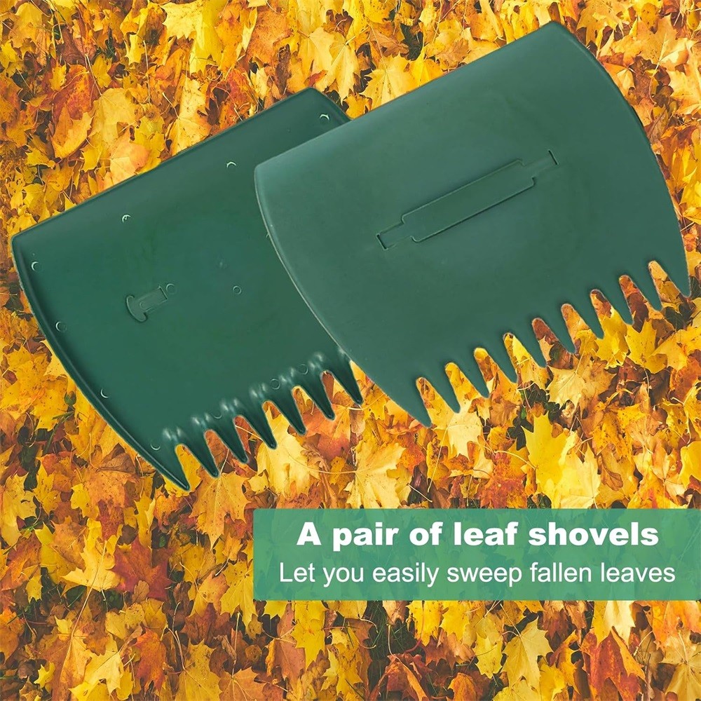 2×Green Handheld Leaf Scoop & Leaf Grabber for Lawn Cleanup Leaf Collector Claws