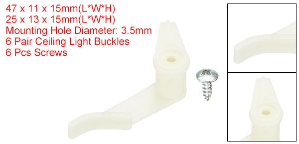 6Pair 3.5mm ABS Plastic Ceiling Lampshade Clips Fixed Buckle White