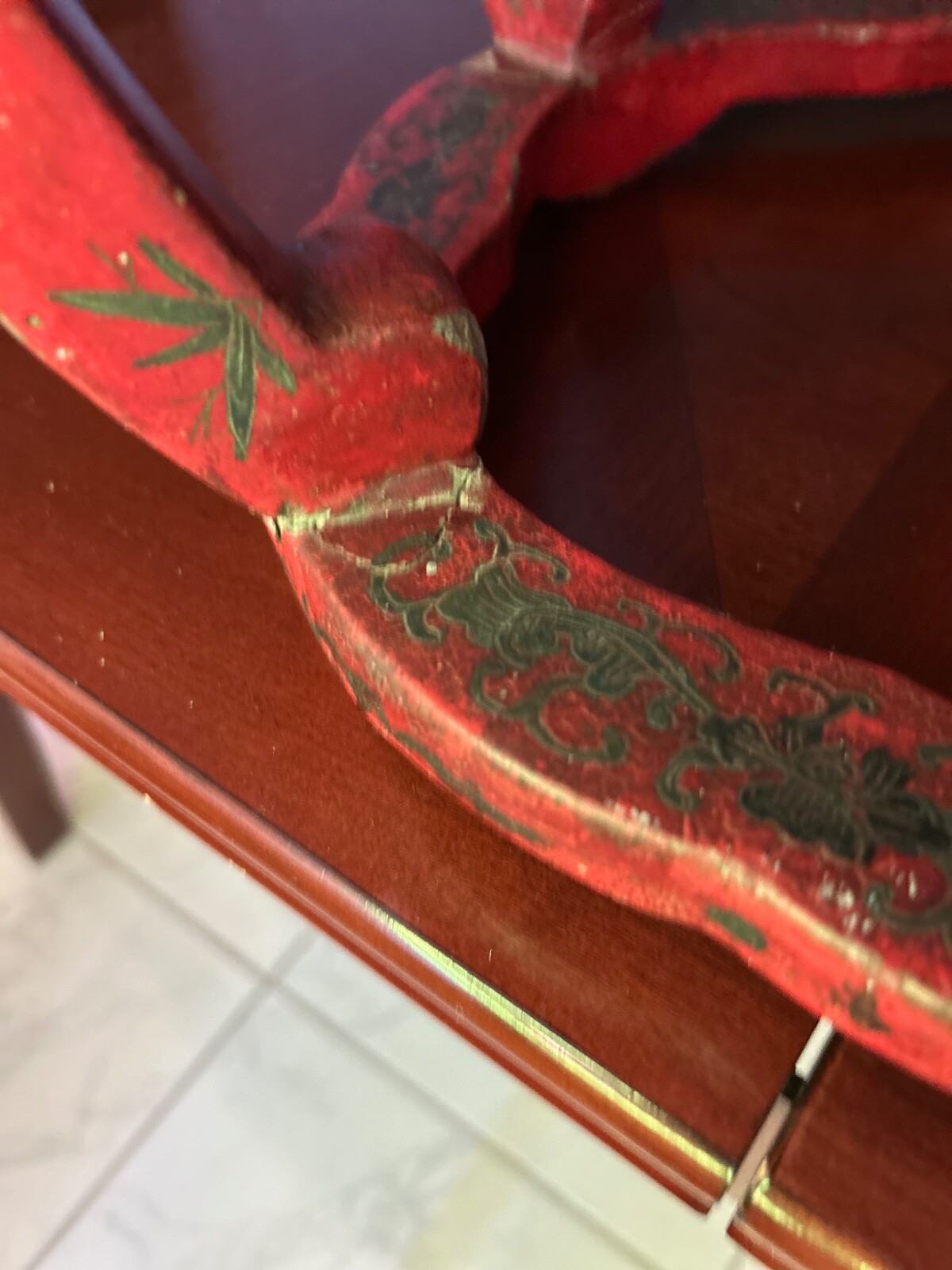 Antique 1920s Ming Dynasty Style Stool Black and Red Lacquer