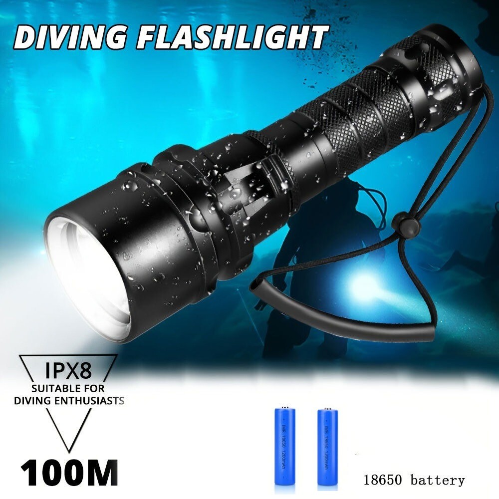 200000LM LED Diving Flashlight Torch 200M Underwater Scuba Lantern Light US