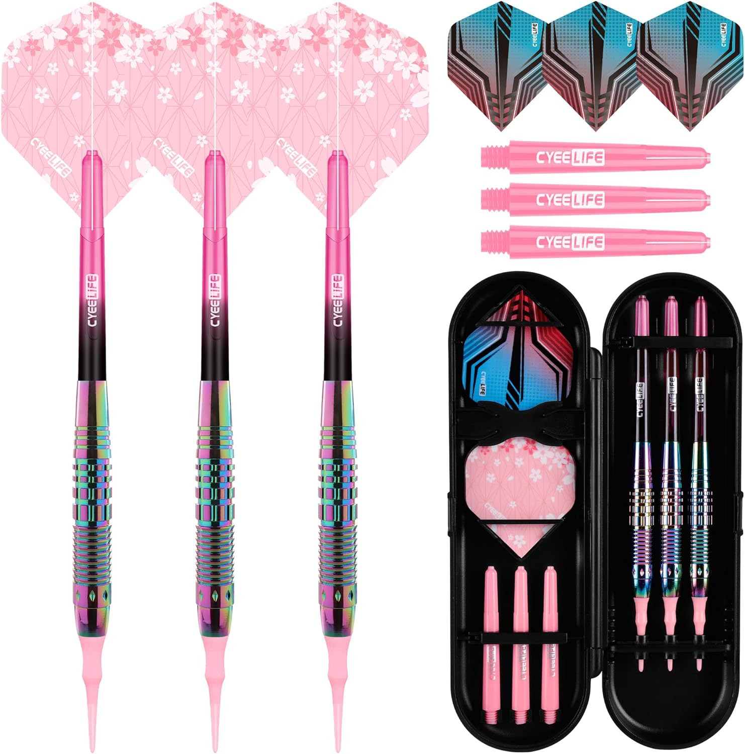 Soft Tip Darts Set - Professional Darts Plastic Tip Sets with Brass Barrel + 6 S