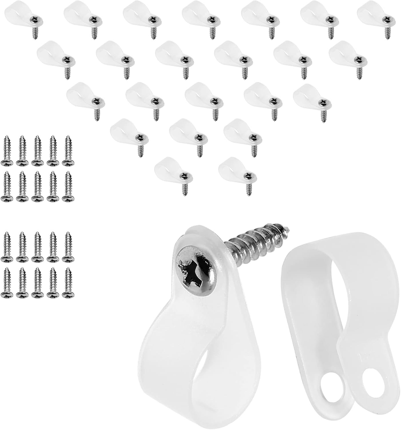 120pcs 1/2 Inch R-Type Cable Clamps, Nylon Wire Cable Clips with M4 Screws, Scre