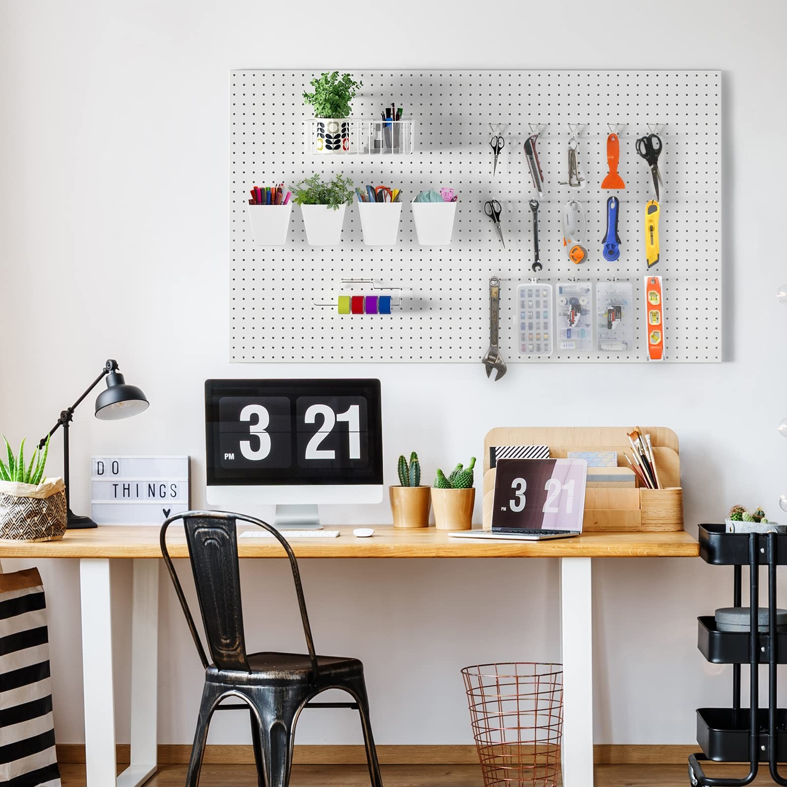 G.CORE Peg Board Organizer 21 Pack, Pegboard Multi-size, White &