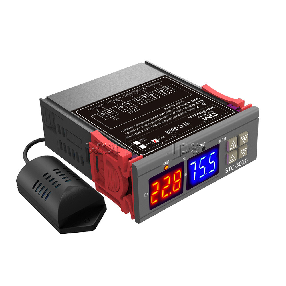 STC-3028 DC12V 10A Digital Dual LED Temperature Humidity Controller Thermostat