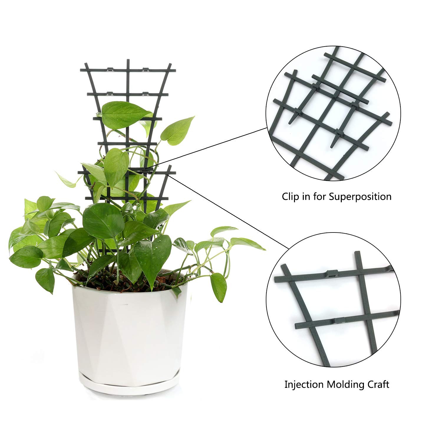 Feitore Plant Trellis Indoor, 6Pcs Stackable 6 Pcs, Dark Green