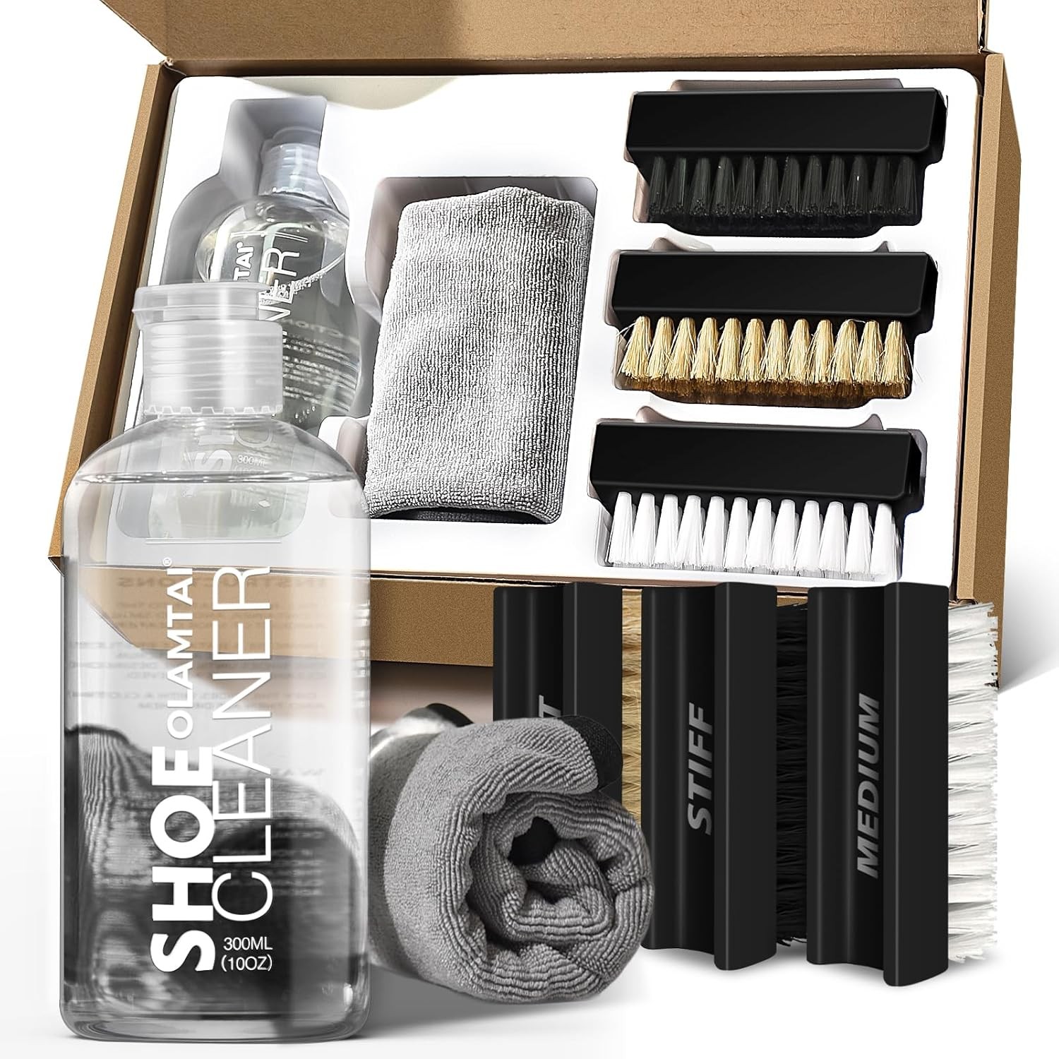 Shoe Cleaner Kit for Sneaker, Cleaning Kit, Sneaker 10Oz with 3 Brush & Microfib