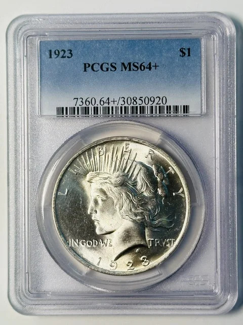 1923 P Peace Dollar PCGS MS-64+ White!