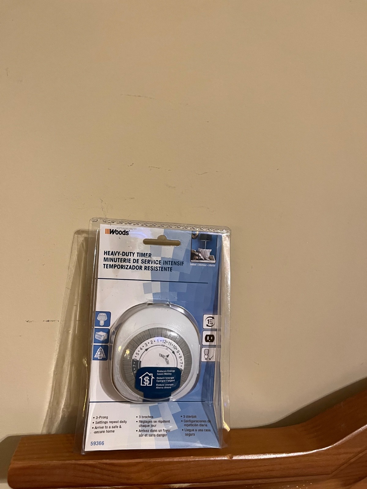 Woods Heavy-Duty Indoor 3 Prong Timer 59366 - NEW - FREE SHIPPING