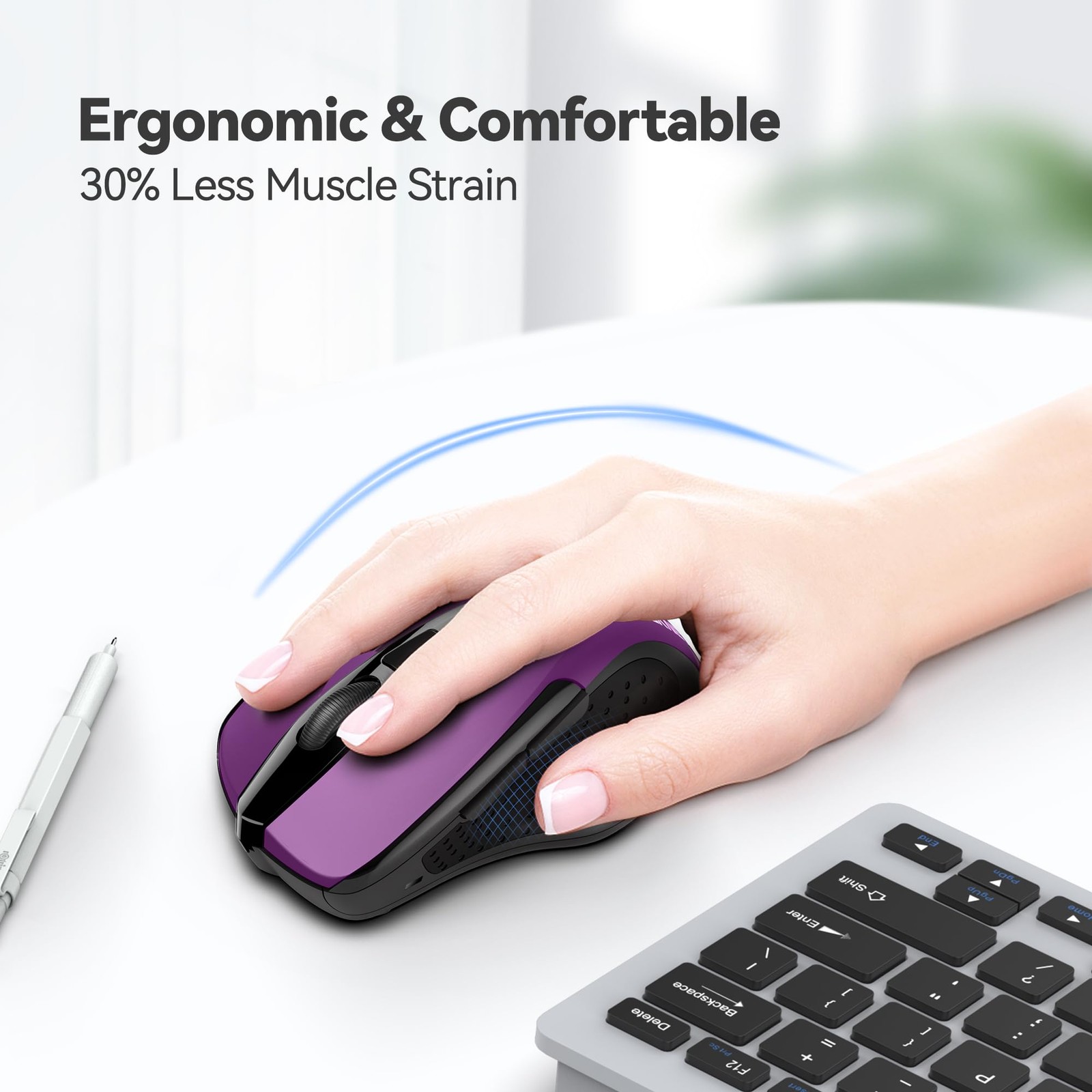 Wireless Mouse, 2.4G Ergonomic Optical Mouse, Computer Mouse for Laptop, PC, ...