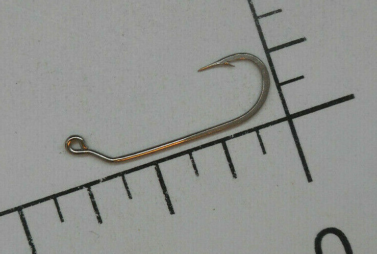 100 MUSTAD #9 ROUND FLY/JIG HOOKS EX LONG SHANK BENT DOWN NICKELPLATED 90736