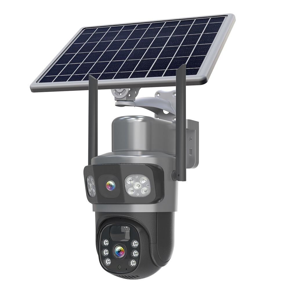 2PCS Solar Battery Powered Wireless WiFi Outdoor PTZ Home Security Camera System