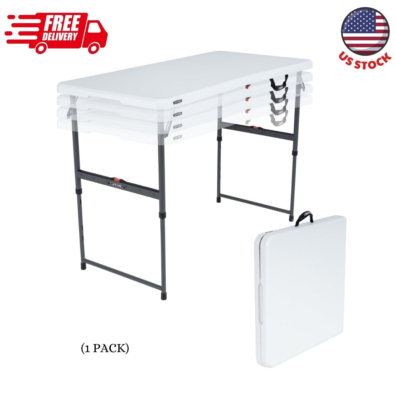 4-Foot Fold-in-Half Adjustable Table (Residential)