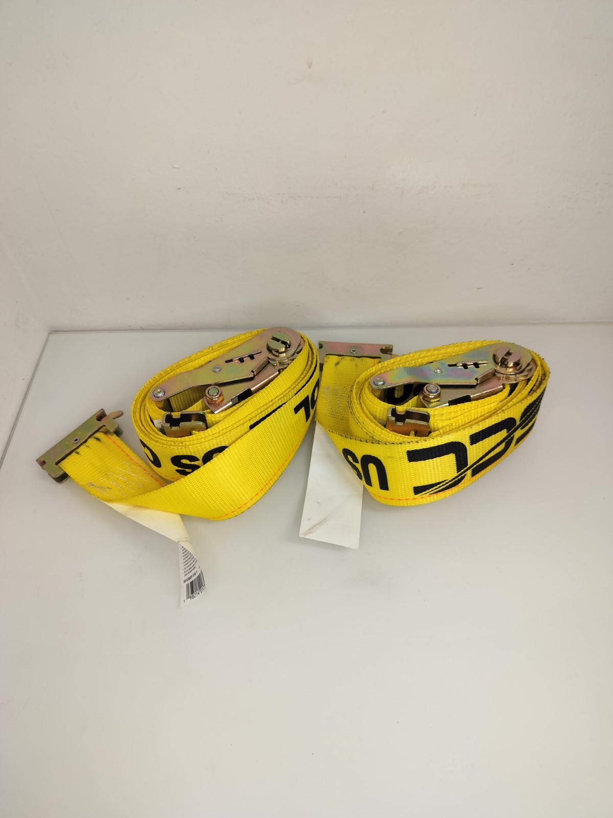 2Pack 2"x12' YELLOW E TRACK RATCHET STRAPS W/ SPRING E-FITTINGS & 4' FIXED END