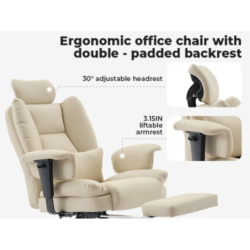 Office chair An ergonomic 200-kilogram PU genuine leather computer chair