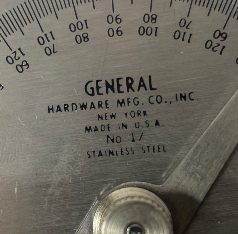 General Tools 17 Square Head Protractor, Angles 0° To 180° Stainless Steel +Case