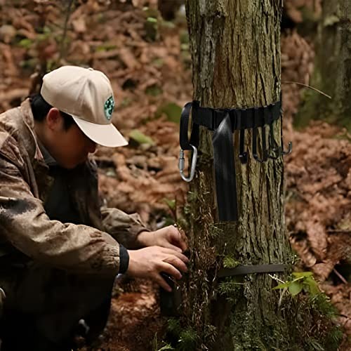 Bow Hanger Tree Strap with 1 Carabiner and 4 Metal Hooks，Adjustable Tree Strap
