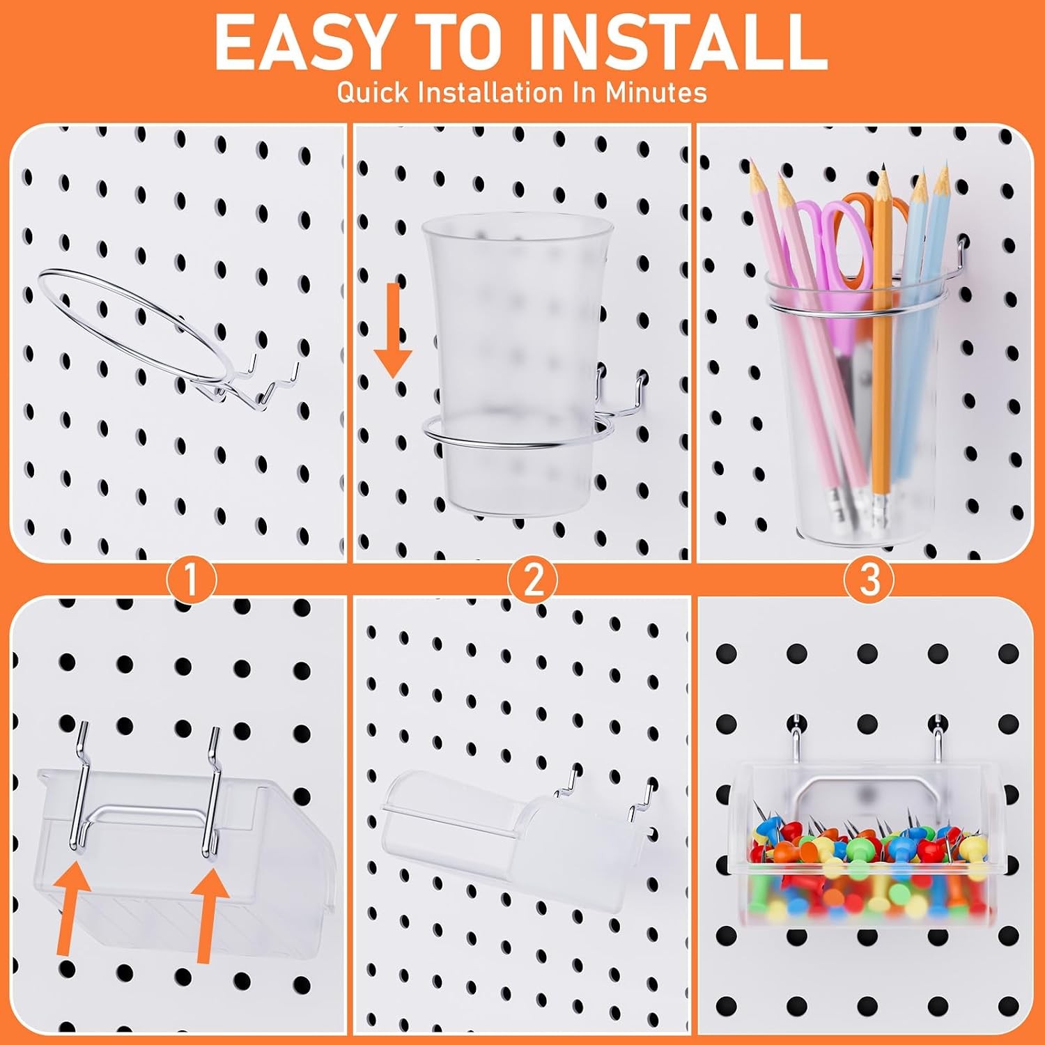 INCLY 30PCS Pegboard Organizer Kit w/Bins, Cups, Baskets, Hooks