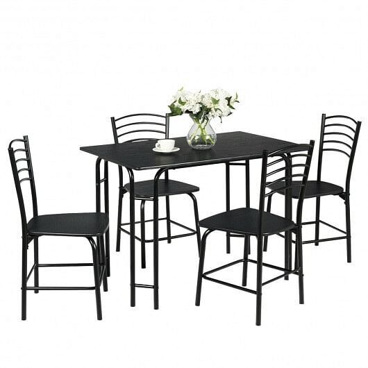 5 Pieces Wood Rectangular Dining Table Set