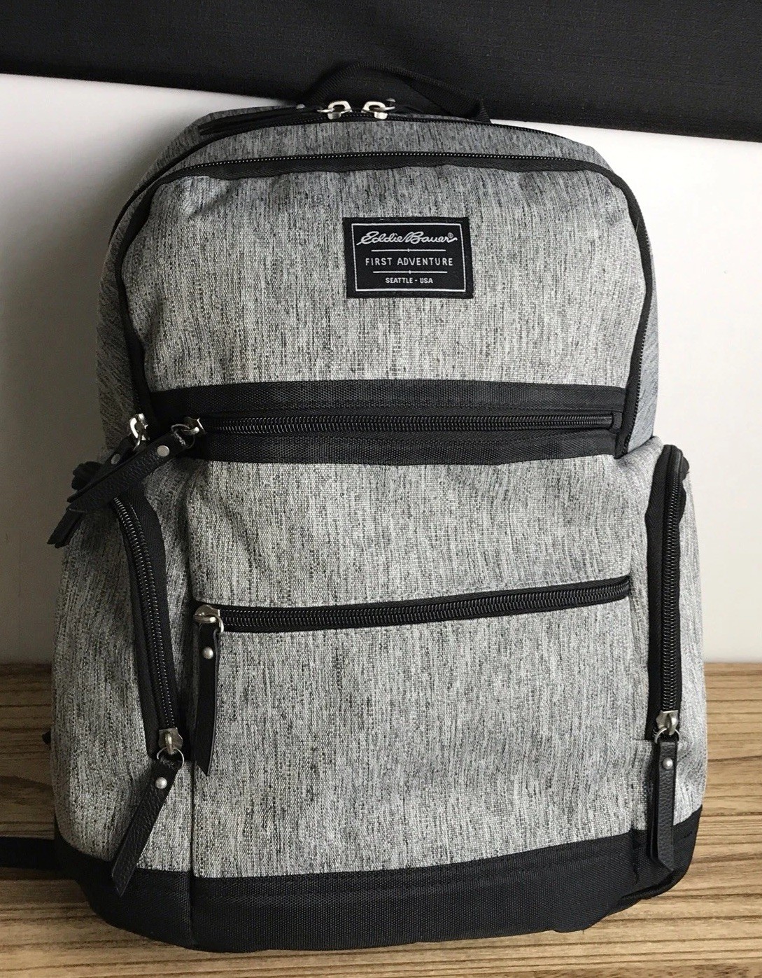 Eddie Bauer First Adventure Backpack Gray Black Sz Medium 16x12"
