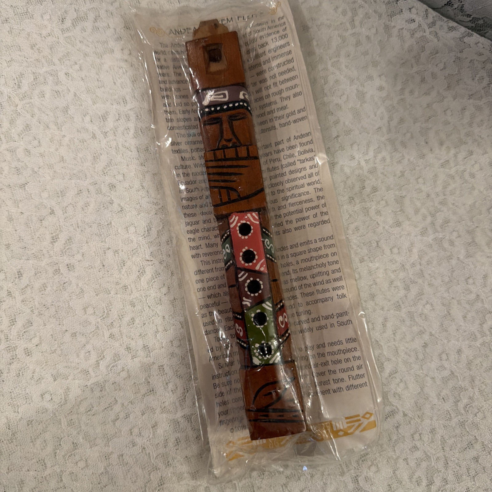 Wooden Andean totem Flute Hand Made In Peru 9 Inches Long